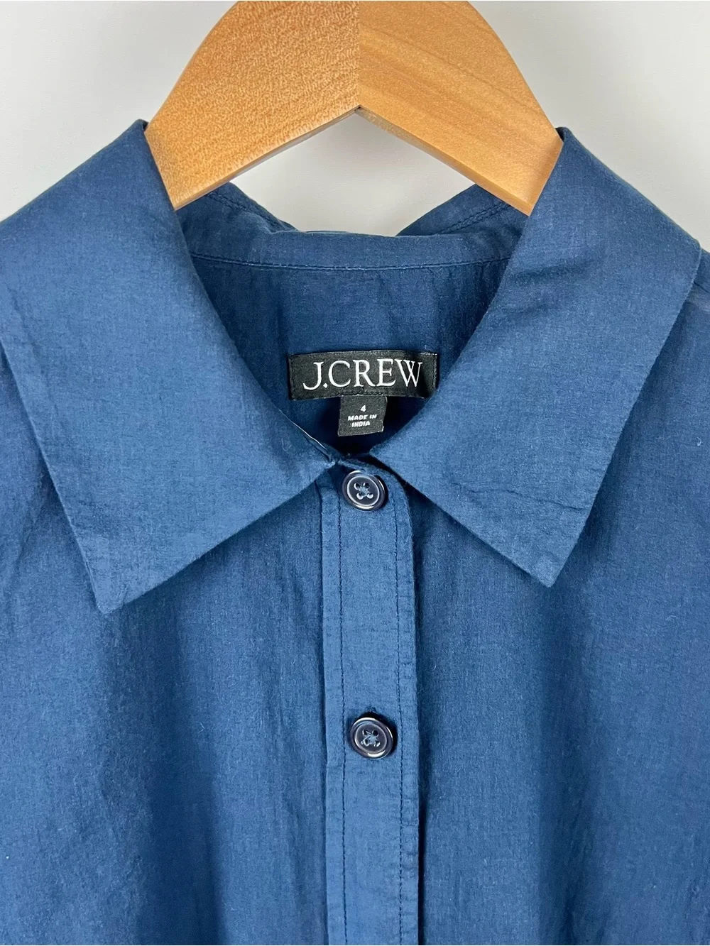 J. Crew Dip-Dyed Gamine Short Sleeve Cotton Button Down Shirt 2024 Blue White 4